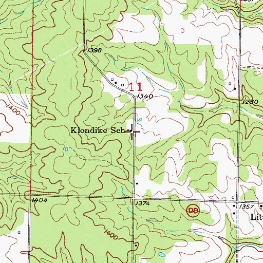 Topographic Map of Klondike School, MO