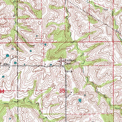 Topographic Map of Knifong Cemetery, MO