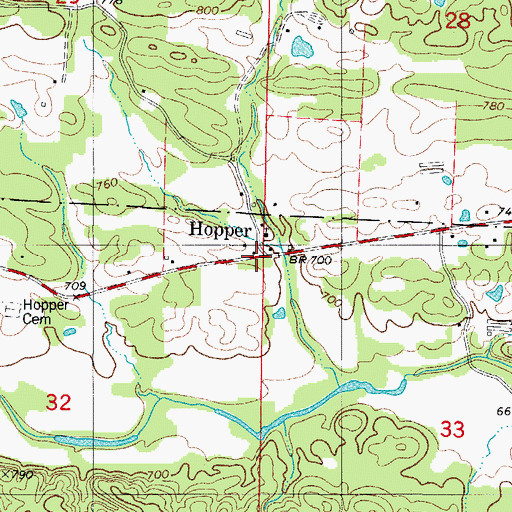 Topographic Map of Hopper, AR