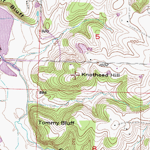 Topographic Map of Knothead Hill, MO