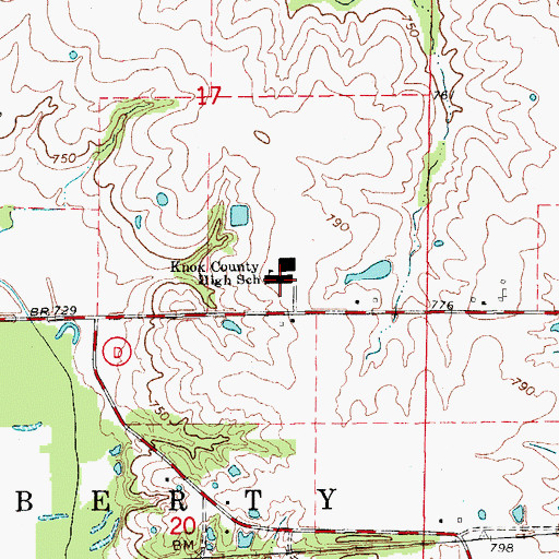 Topographic Map of Knox County High School, MO