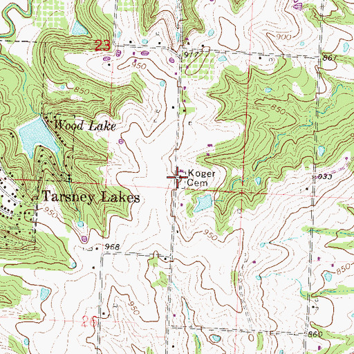 Topographic Map of Koger Cemetery, MO