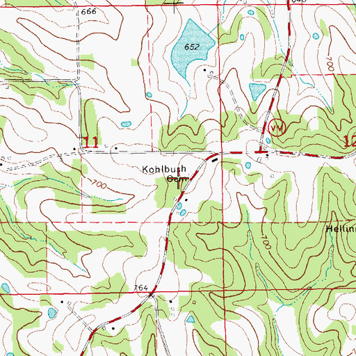 Topographic Map of Kohlbush Cemetery, MO