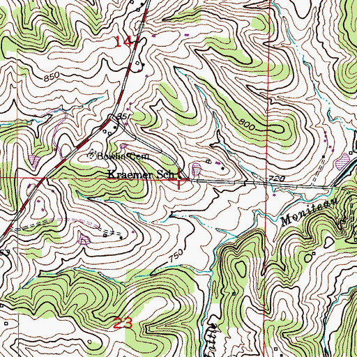 Topographic Map of Kraemer School (historical), MO