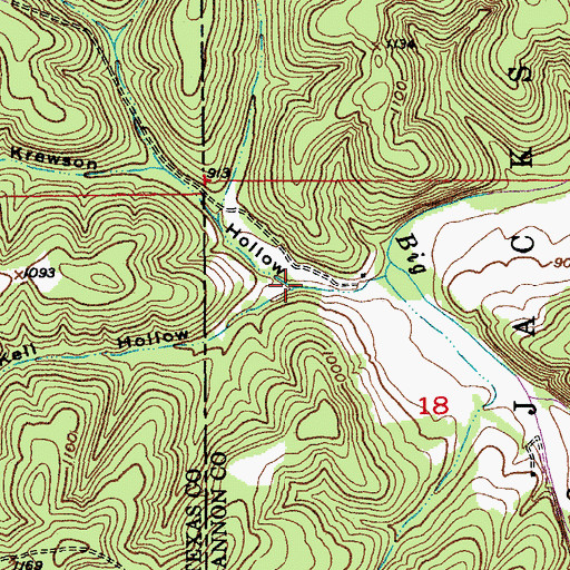 Topographic Map of Krewson Hollow, MO