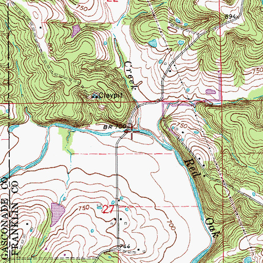 Topographic Map of Kriete Creek, MO