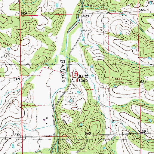 Topographic Map of Kritz Cemetery, MO
