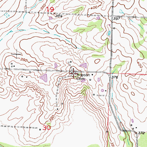 Topographic Map of Hopson Cemetery, AR