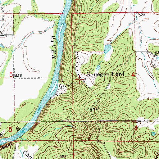 Topographic Map of Krueger Ford, MO