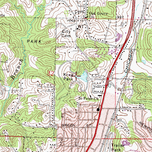 Topographic Map of Krug Park, MO