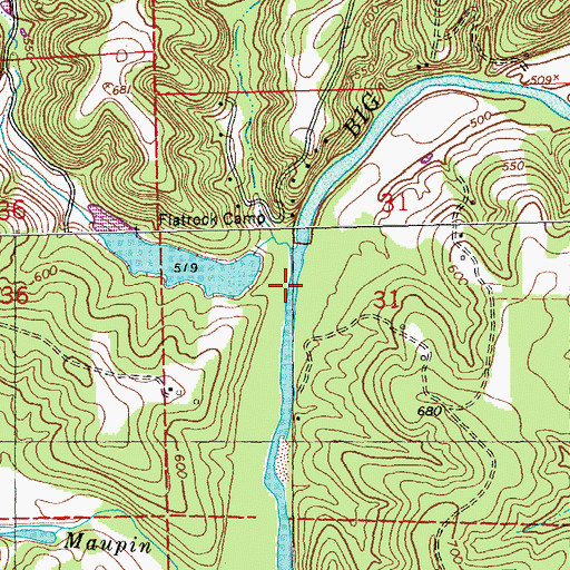 Topographic Map of Kruze Creek, MO