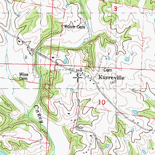 Topographic Map of Kurreville, MO