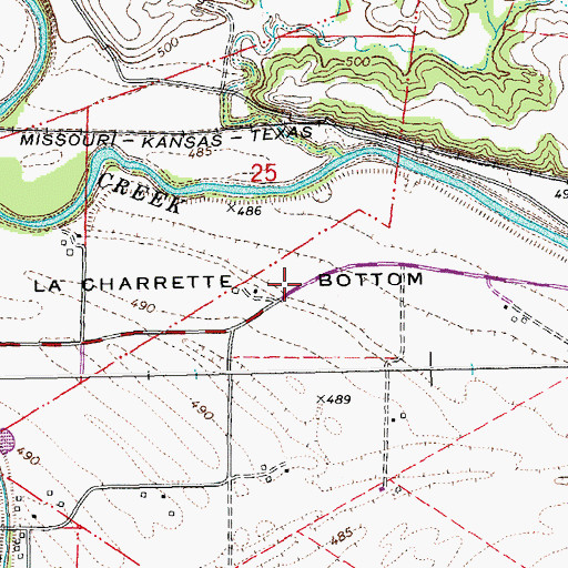 Topographic Map of La Charrette Bottom, MO