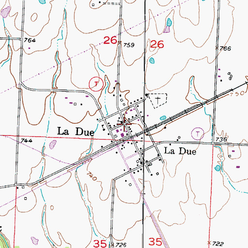 Topographic Map of La Due, MO
