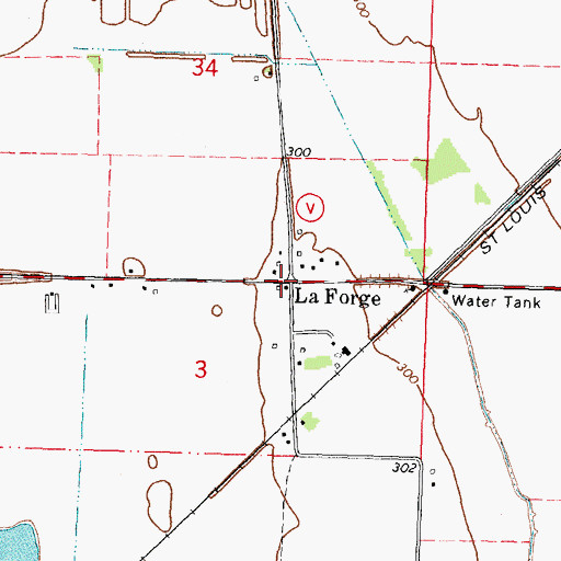 Topographic Map of La Forge, MO