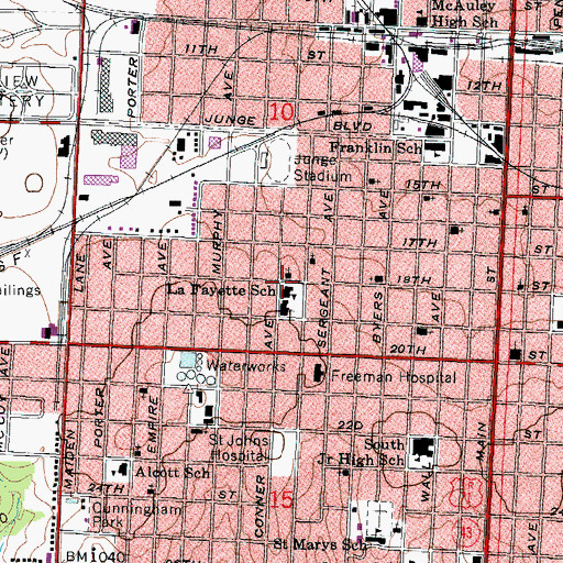 Topographic Map of LaFayette School (historical), MO