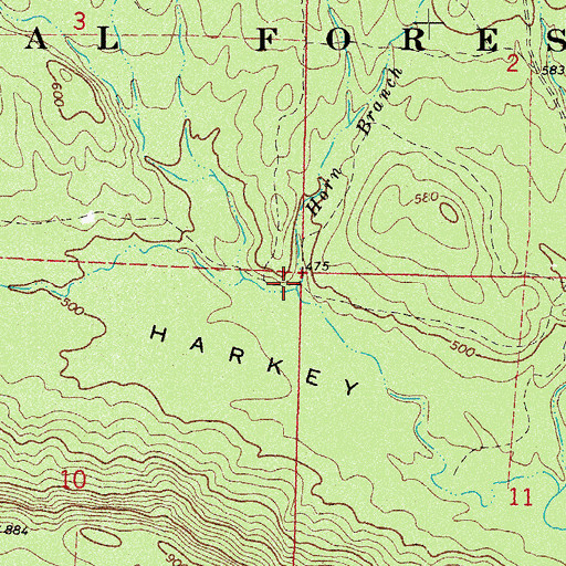 Topographic Map of Horn Branch, AR