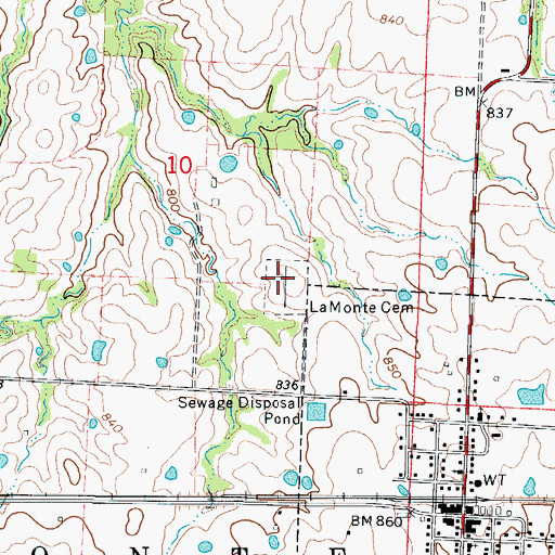 Topographic Map of La Monte Cemetery, MO
