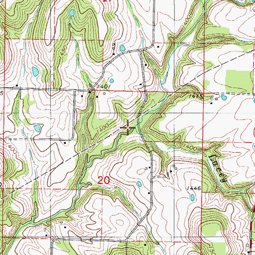 Topographic Map of Lacey Branch, MO