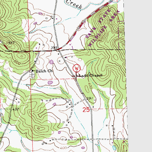 Topographic Map of Ladd Chapel, MO