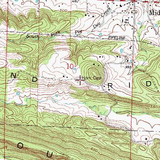 Topographic Map of Horn Cemetery, AR