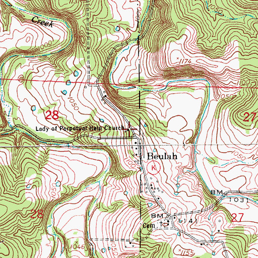 Topographic Map of Lady of Perpetual Help Church, MO