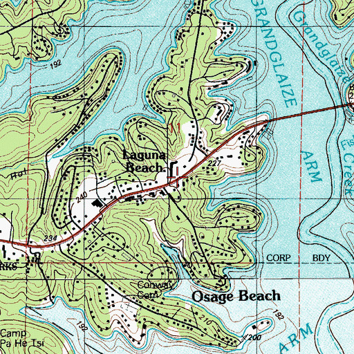 Topographic Map of Laguna Beach, MO