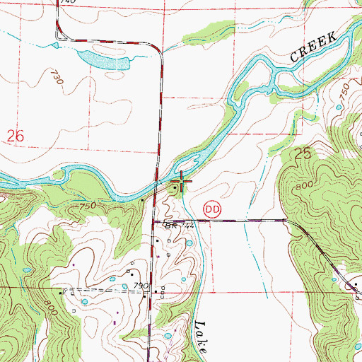 Topographic Map of Lake Creek, MO