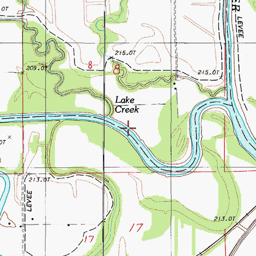 Topographic Map of Lake Creek, MO