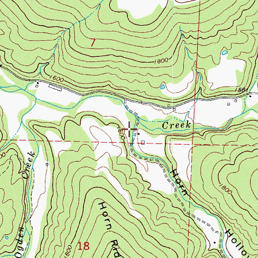 Topographic Map of Horn Hollow, AR