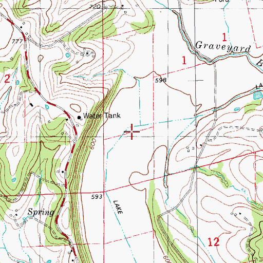 Topographic Map of Lake Ditch, MO