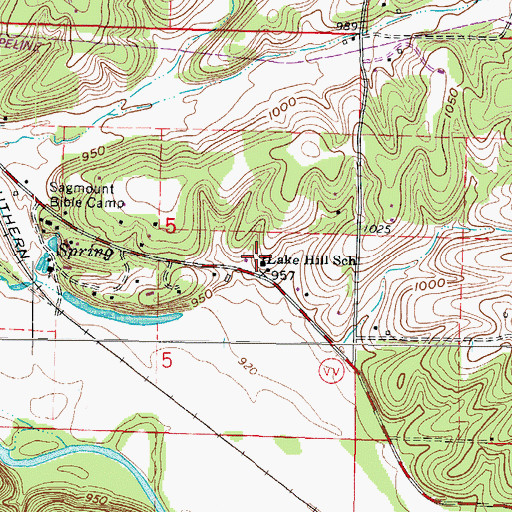 Topographic Map of Lake Hill School (historical), MO