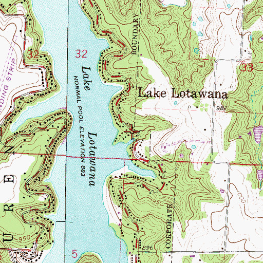 Topographic Map of Lake Lotawana, MO