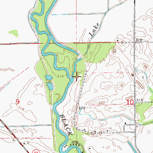 Topographic Map of Lake Slough, MO