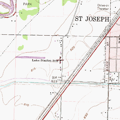 Topographic Map of Lake Station School, MO