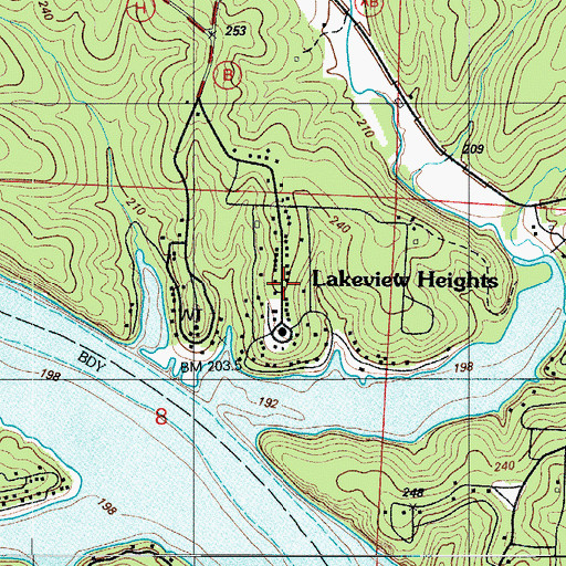 Topographic Map of Lakeview Heights, MO