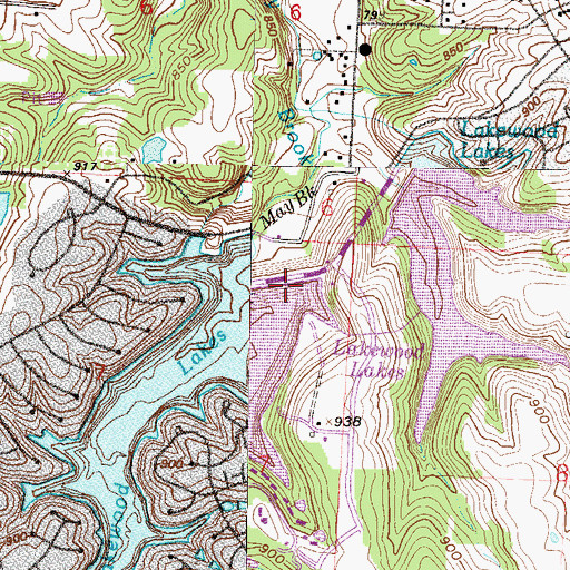 Topographic Map of Lakewood Lakes, MO