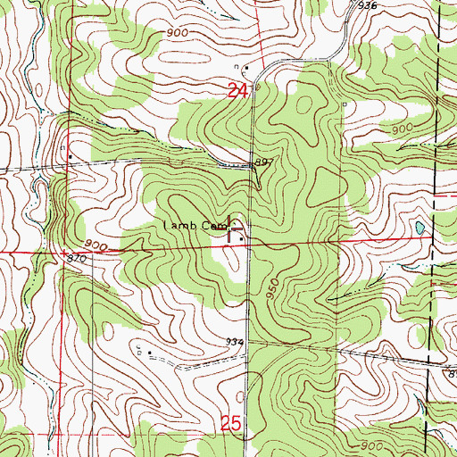 Topographic Map of Lamb Immanuel Cemetery, MO