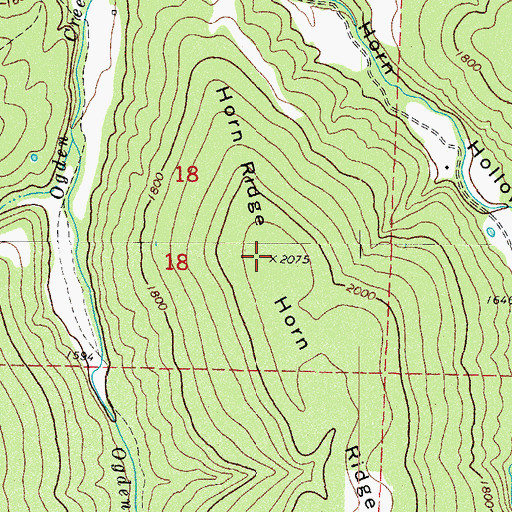 Topographic Map of Horn Ridge, AR