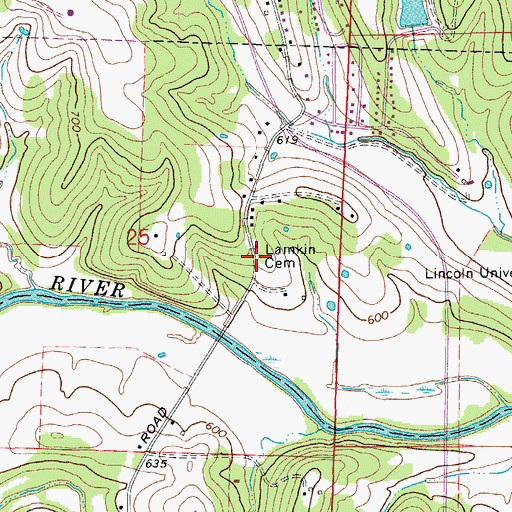 Topographic Map of Lamkin Cemetery, MO