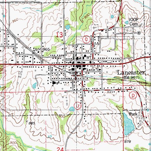 Topographic Map of Lancaster, MO