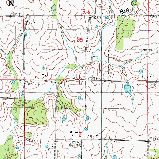 Topographic Map of Land School, MO