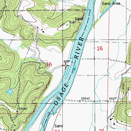 Topographic Map of Landing Creek, MO