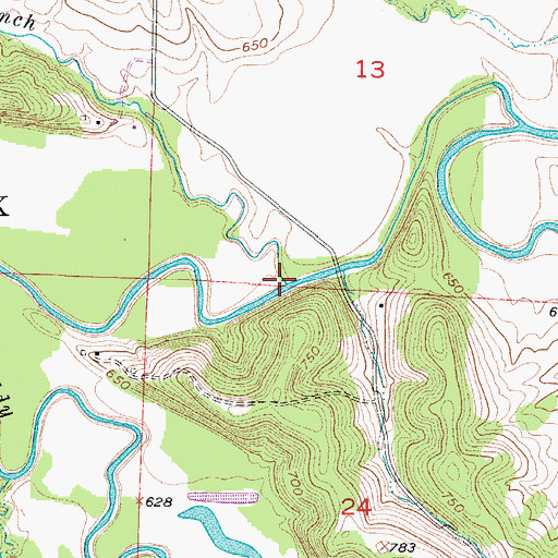 Topographic Map of Landon Branch, MO