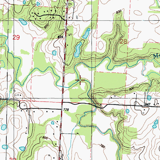 Topographic Map of Landon Branch, MO