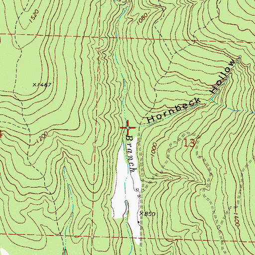Topographic Map of Hornbeck Hollow, AR