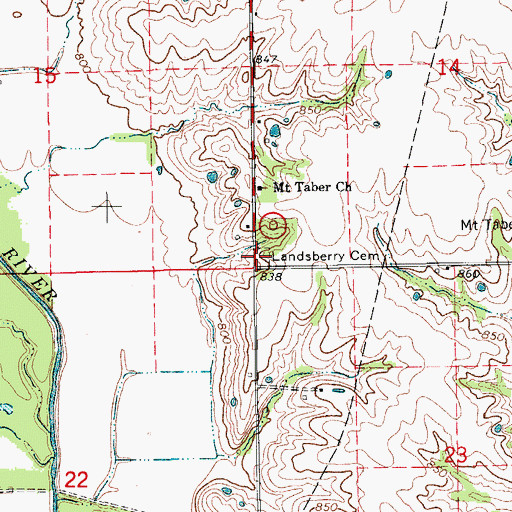 Topographic Map of Lansberry Cemetery, MO