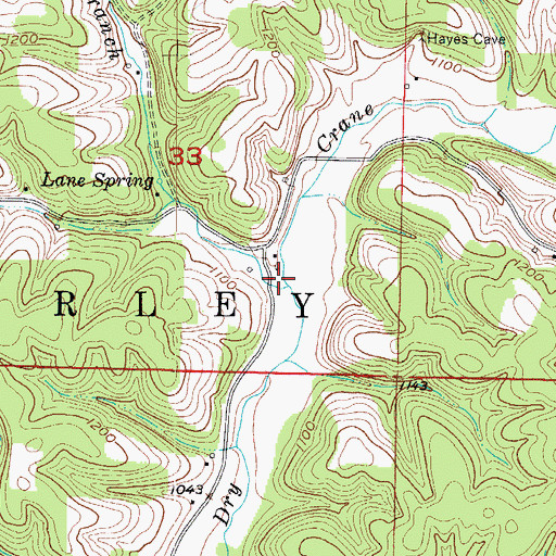 Topographic Map of Lane Branch, MO