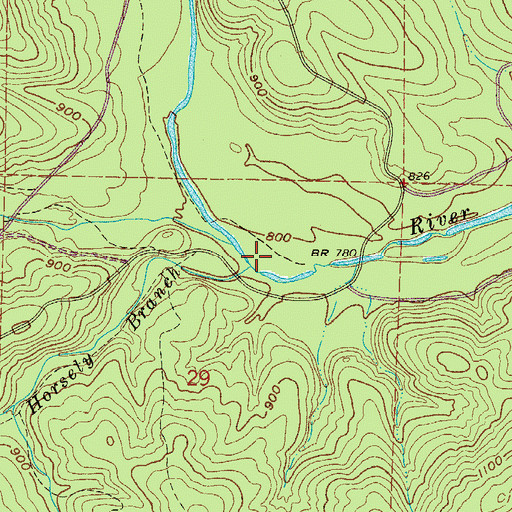 Topographic Map of Horsely Branch, AR