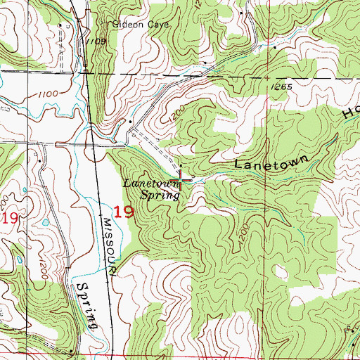 Topographic Map of Lanetown Spring, MO